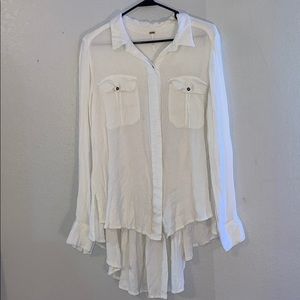 Free People Peplum Cream Sweater High-Low/ M